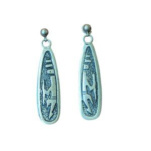 Vintage Gibson Gene Navajo Sterling Silver Earrings Native American Dancer Boho